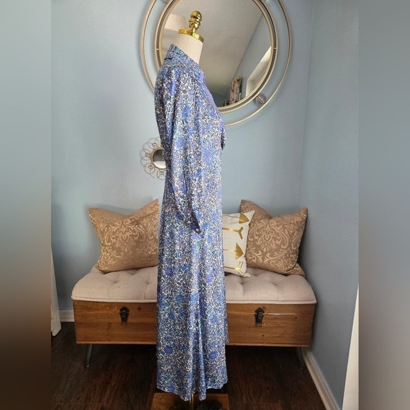 Sandro Purple and Blue Long Sleeve Wrap Sundress - Picture 5 of 7